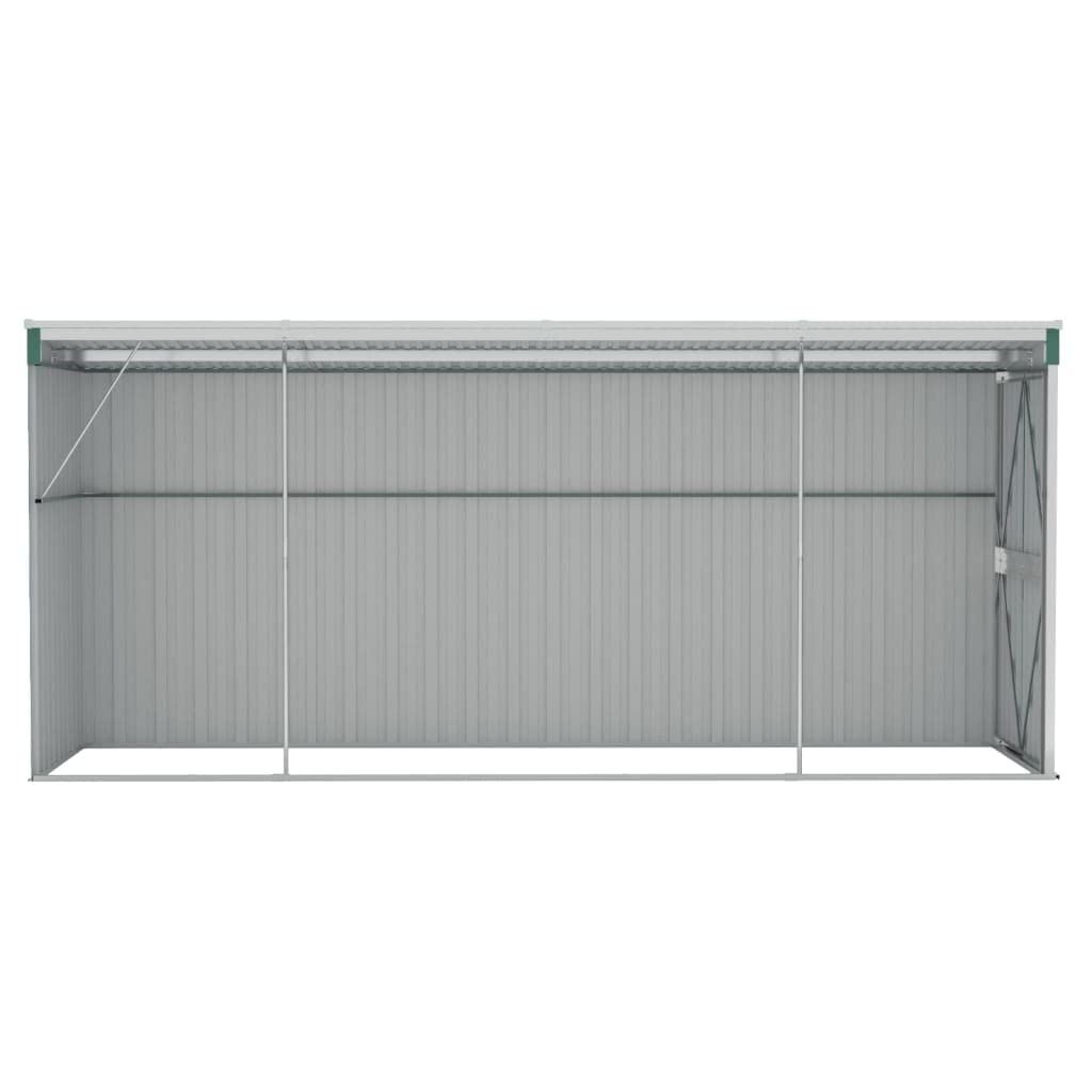 Gecheer Abri de jardin mural vert 46,5"x150,4"x70,1", abri de rangement extérieur avec porte en acier galvanisé, maison de rangement pour jardin, patio, pelouse 46,5 x 150,4 x 70,1 