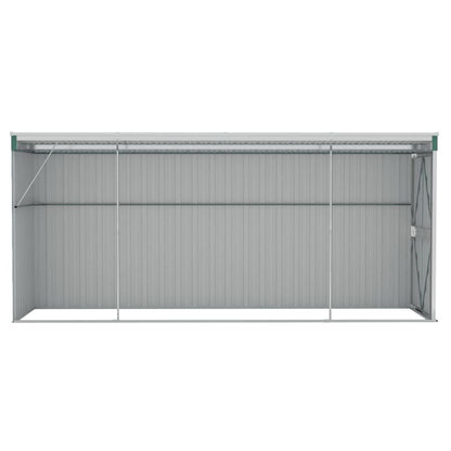 Gecheer Abri de jardin mural vert 46,5"x150,4"x70,1", abri de rangement extérieur avec porte en acier galvanisé, maison de rangement pour jardin, patio, pelouse 46,5 x 150,4 x 70,1 