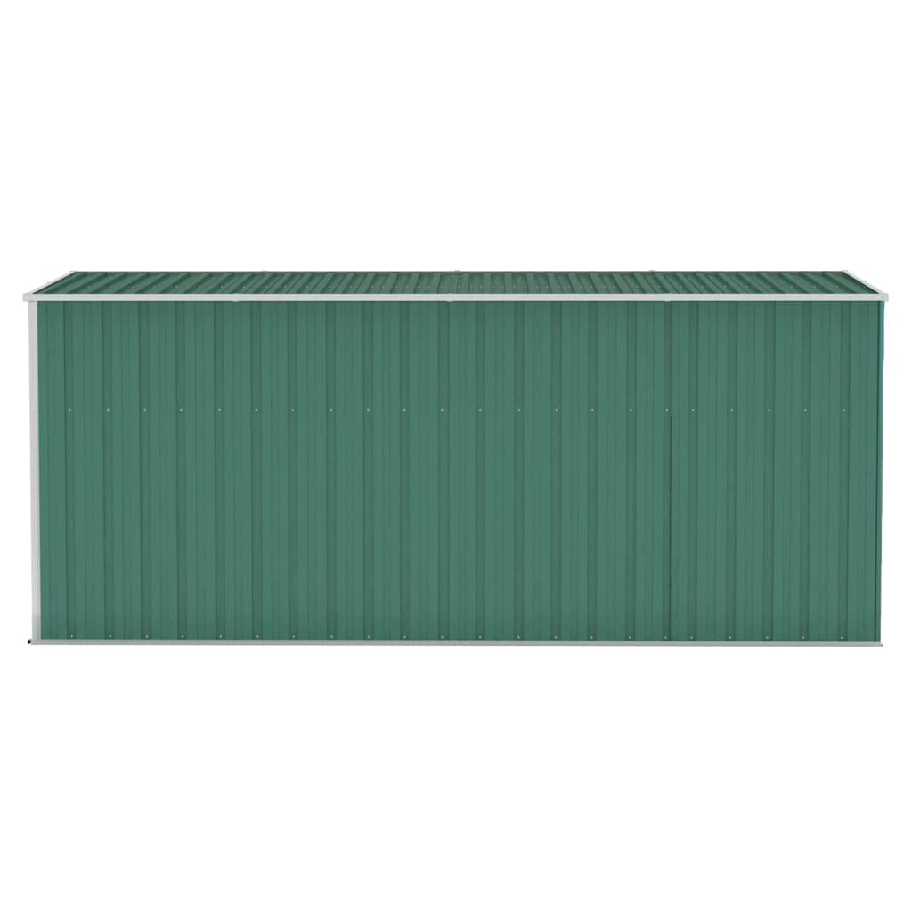 Gecheer Abri de jardin mural vert 46,5"x150,4"x70,1", abri de rangement extérieur avec porte en acier galvanisé, maison de rangement pour jardin, patio, pelouse 46,5 x 150,4 x 70,1 