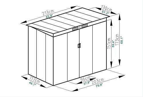 Goplus Abri de rangement extérieur 4' X 7' Porte coulissante de jardin Maison à outils extérieure (Gris) Gris 