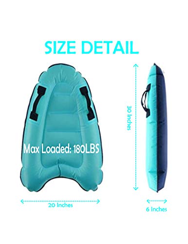 Inflatable Body Surfing Float Board Surf Rider for Slip and Slides Pool Water Game Portable Dual Boogie Board Wave Bodyboard Water Beach Fun Toy Double-Color Design for Kids and Adult 3020Inch Dinosaure