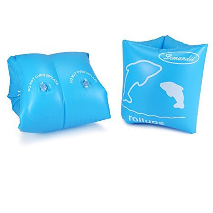 Wowelife Arm Floaties Brassards de natation gonflables Manches flottantes Anneaux de natation Brassards tubulaires pour enfants, tout-petits et adultes Bleu-large