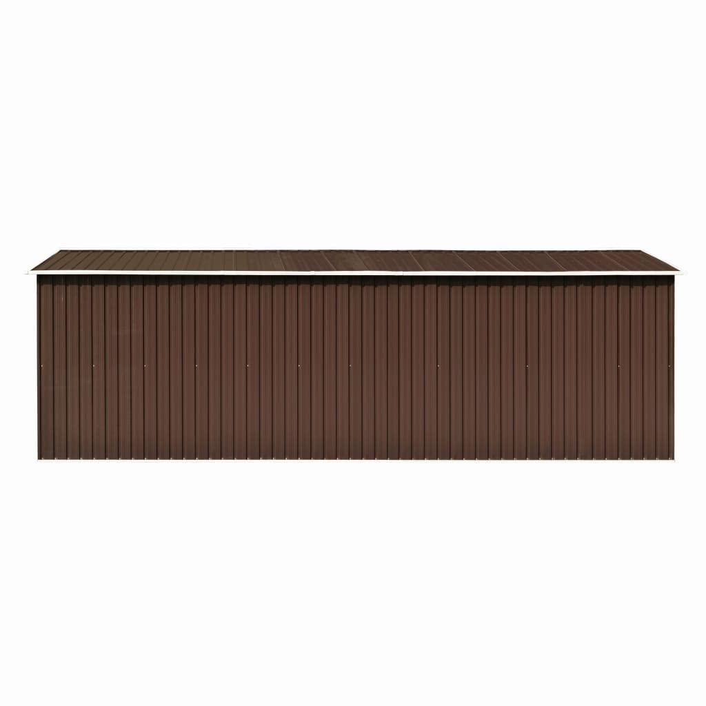 GOLINPEILO Large Outdoor Garden Shed with Sliding Doors and Vents Galvanized Steel Outdoor Tool Shed Pool Supplies Organizer Outside Shed for Backyard Yard Lawn Mower 101.2"x228.3"x71.3" Brown 101.2"x228.3"x71.3"