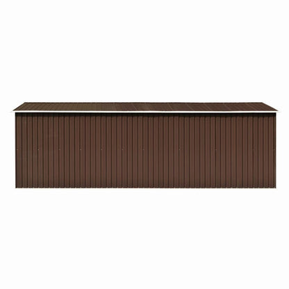 GOLINPEILO Large Outdoor Garden Shed with Sliding Doors and Vents Galvanized Steel Outdoor Tool Shed Pool Supplies Organizer Outside Shed for Backyard Yard Lawn Mower 101.2"x228.3"x71.3" Brown 101.2"x228.3"x71.3"