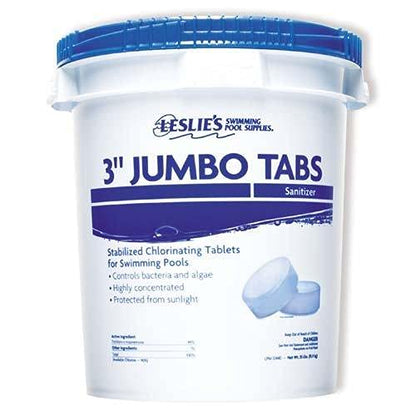 Tablettes de chlore Leslie's Jumbo 3 pouces pour la désinfection des piscines - Stabilisées - Emballées individuellement - Dissolution lente - 90 % de chlore disponible - Tri-Chlor - 35 livres 171549