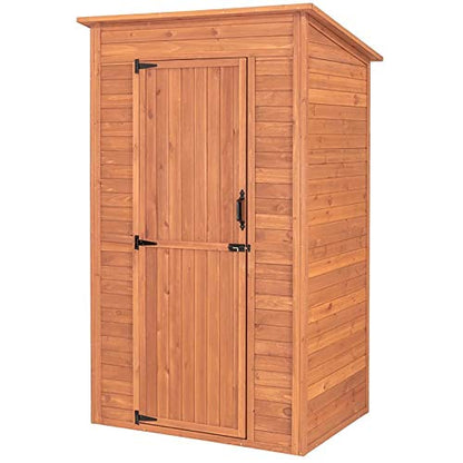 Leisure Season DSS8721 Abri de rangement profond avec table rabattable – Marron – Grand casier d'extérieur en bois pour pelouse, jardin, cour, porche – 2 étagères intérieures pour fournitures, outils – Organiseur résistant aux intempéries 