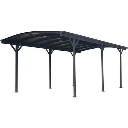 Hanover 19-Ft. x 10-Ft. Aluminum Arch-Roof Carport with Polycarbonate Roof Panels, HANCARPRT19X10-GRY Gray 19.3' x 10' Aluminum Carport