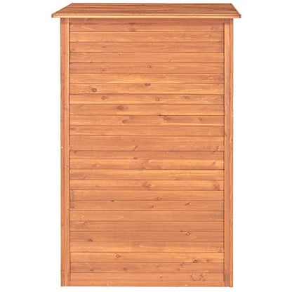 Leisure Season DSS8721 Abri de rangement profond avec table rabattable – Marron – Grand casier d'extérieur en bois pour pelouse, jardin, cour, porche – 2 étagères intérieures pour fournitures, outils – Organiseur résistant aux intempéries 