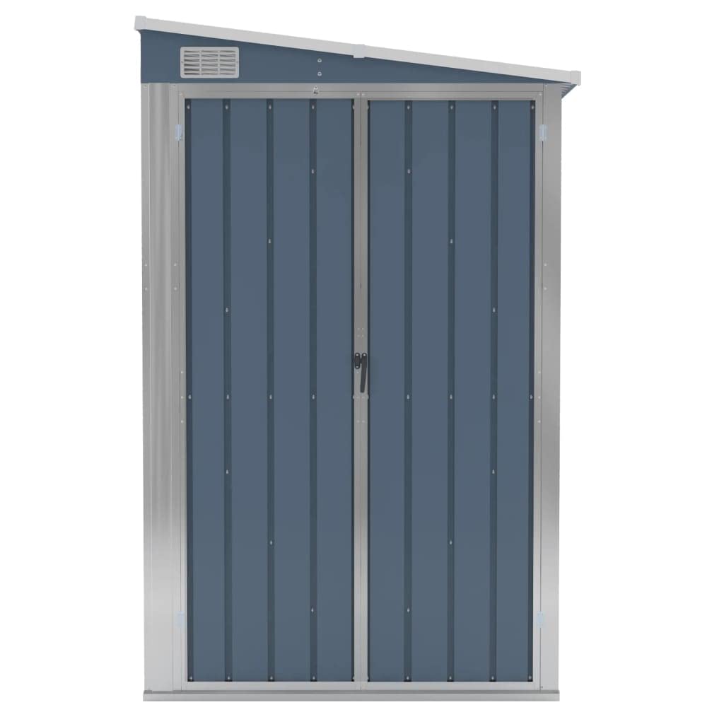 GOLINPEILO Wall-Mounted Metal Outdoor Garden Storage Shed, Steel Utility Tool Shed Storage House, Steel Yard Shed with Double Sliding Doors, Utility and Tool Storage, Gray 46.5"x113.4"x70.1" 46.5"x113.4"x70.1"(Wall-mounted)