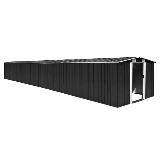 GOLINPEILO Large Outdoor Garden Shed with Sliding Doors and Vents Galvanized Steel Outdoor Tool Shed Pool Supplies Organizer Outside Shed for Backyard Yard Lawn Mower 101.2"x389.8"x71.3" Anthracite 101.2"x389.8"x71.3"