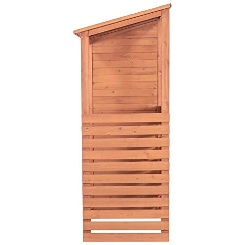 Leisure Season CFS7181 Abri de rangement combiné pour bois de chauffage et rangement – ​​Marron – Boîte de jardin en cèdre avec étagères, toit, portes – Grands casiers à bois – Patio, arrière-cour, terrasse, organisateur – Assemblage rapide 