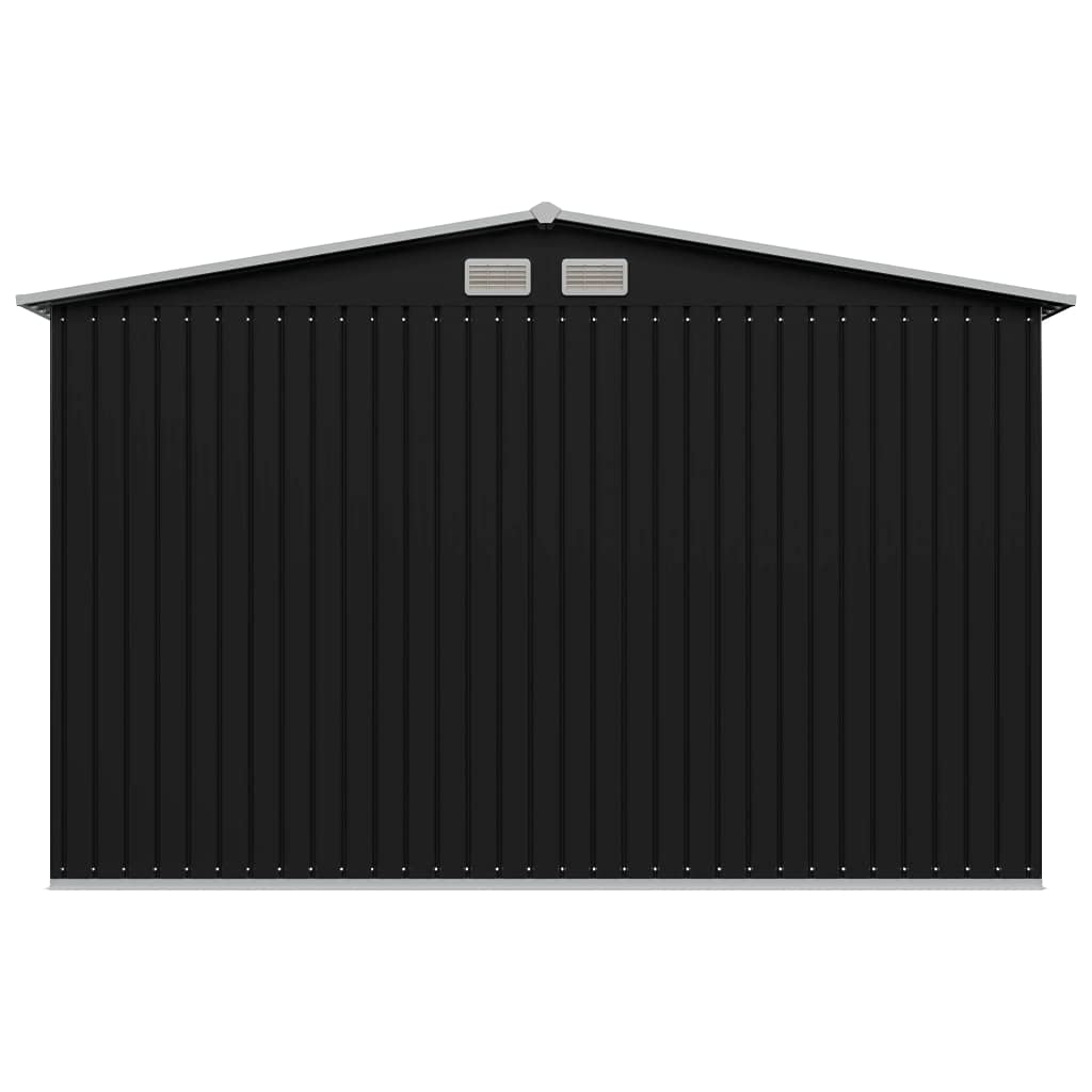 CHARMMA Outdoor Garden Storage Shed with Sliding Doors and Vents Galvanized Steel Outdoor Tool Shed Pool Supplies Organizer Anthracite for Patio, Backyard, Lawn 9'x7'x6'(W x D x H) 101.2"x80.7"x70.1"