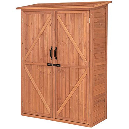 Leisure Season MCS5137 Armoire de rangement multi-compartiments – Marron – Abri intérieur et extérieur pour jardin, patio, abri de jardin, porche, garage – Organiseur d'outils et meubles avec étagères, armoires 