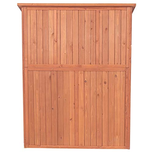 Leisure Season SCT1753 Armoire de rangement avec table rabattable – Marron – Grandes armoires verticales extérieures et intérieures pour jardinage, garage – Organiseur d'outils avec compartiments et étagères pour jardin, arrière-cour 