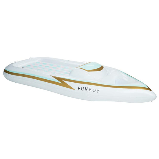 FUNBOY Flotteur de piscine gonflable géant pour yacht de luxe, deux porte-gobelets, flotteur de luxe pour les fêtes de piscine d'été et le yacht de divertissement convertible