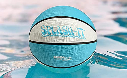 Dunn-Rite Splash &amp; Shoot Panier de basket-ball pour piscine extérieure à hauteur réglable avec ballon, base et jante en acier inoxydable de 18 pouces pour adultes et enfants, blanc