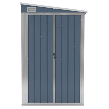 vidaXL Abri de rangement, abri de jardin mural avec portes doubles verrouillables, abri de rangement extérieur pour pelouse de patio, acier galvanisé gris 46,5" x 113,4" x 70,1" 