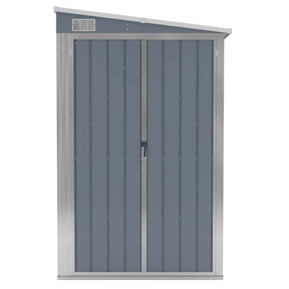 GOLINPEILO Wall-Mounted Metal Outdoor Garden Storage Shed, Steel Utility Tool Shed Storage House, Steel Yard Shed with Double Sliding Doors, Utility and Tool Storage, Gray 46.5"x150.4"x70.1" 46.5"x150.4"x70.1"(Wall-mounted)