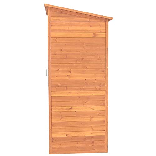 Leisure Season DSS8721 Abri de rangement profond avec table rabattable – Marron – Grand casier d'extérieur en bois pour pelouse, jardin, cour, porche – 2 étagères intérieures pour fournitures, outils – Organiseur résistant aux intempéries 