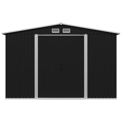 GOLINPEILO Metal Outdoor Garden Storage Shed, 101.2" x 80.7" x 70.1" Steel Utility Tool Shed Storage House, Steel Yard Shed with Double Sliding Doors, Utility and Tool Storage for Garden,Anthracite 101.2" x 80.7" x 70.1" Anthracite