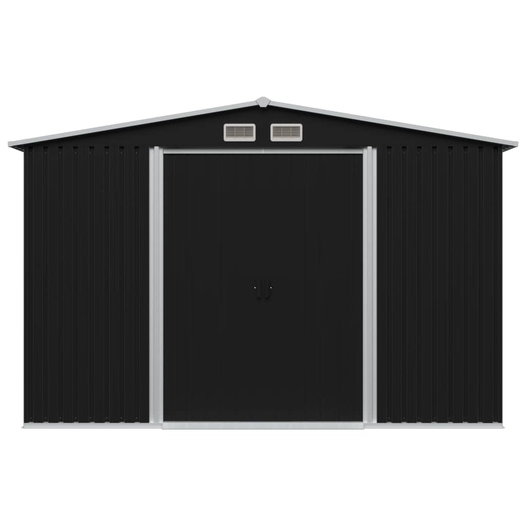 GOLINPEILO Large Outdoor Garden Shed with Sliding Doors and Vents Galvanized Steel Outdoor Tool Shed Pool Supplies Organizer Outside Shed for Backyard Yard Lawn Mower 101.2"x80.7"x70.1" Anthracite 101.2"x80.7"x70.1"