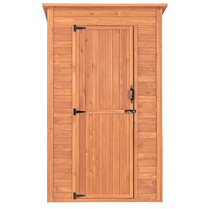 Leisure Season DSS8721 Abri de rangement profond avec table rabattable – Marron – Grand casier d'extérieur en bois pour pelouse, jardin, cour, porche – 2 étagères intérieures pour fournitures, outils – Organiseur résistant aux intempéries 