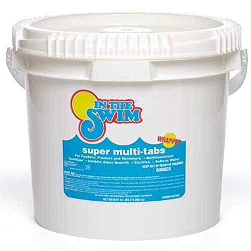 In The Swim 3 inch 5-in-1 Super Multi-Tabs – Swimming Pool Sanitizer – Chlorine - Algaecide - Stabilizer - Clarifier - 24 Pounds 24 Pound