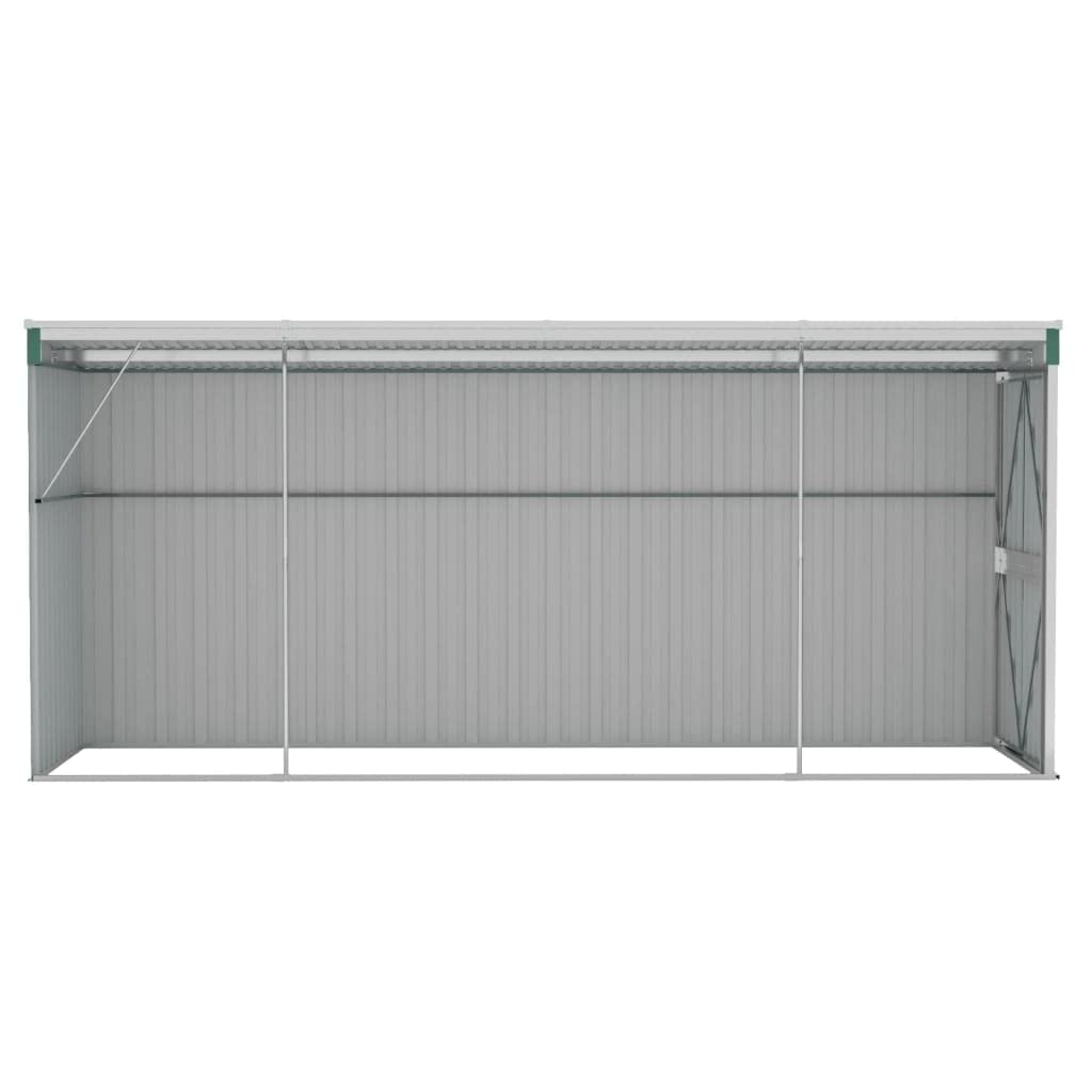 vidaXL Abri de rangement, abri de jardin mural avec portes doubles verrouillables, abri de rangement extérieur pour pelouse de patio, acier galvanisé vert 46,5" x 150,4" x 70,1" 