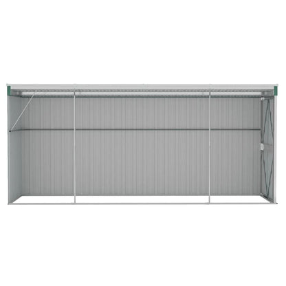 vidaXL Abri de rangement, abri de jardin mural avec portes doubles verrouillables, abri de rangement extérieur pour pelouse de patio, acier galvanisé vert 46,5" x 150,4" x 70,1" 