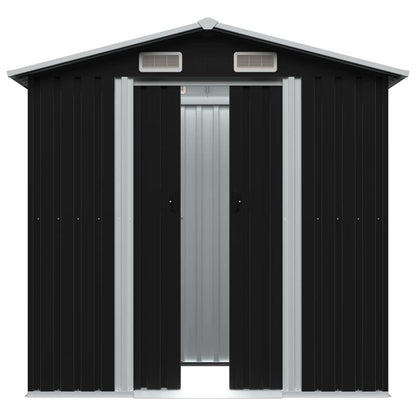 CHARMMA Outdoor Garden Storage Shed with Sliding Doors and Vents Galvanized Steel Outdoor Tool Shed Pool Supplies Organizer Anthracite for Patio, Backyard, Lawn 8'x4'x6'(W x D x H) 80.3"x52"x73.2"