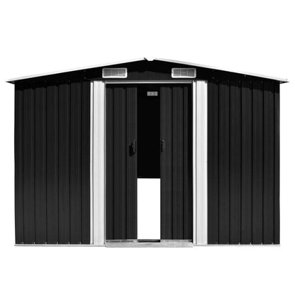 GOLINPEILO Metal Outdoor Garden Storage Shed, 101.2" x 117.3" x 70.1" Steel Utility Tool Shed Storage House, Steel Yard Shed with Double Sliding Doors, Utility and Tool Storage for Garden,Anthracite 101.2" x 117.3" x 70.1" Anthracite