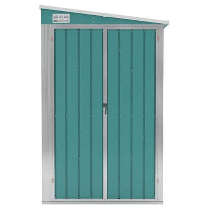 GOLINPEILO Wall-Mounted Metal Outdoor Garden Storage Shed, Steel Utility Tool Shed Storage House, Steel Yard Shed with Double Sliding Doors, Utility and Tool Storage, Green 46.5"x113.4"x70.1" 46.5"x113.4"x70.1"(Wall-mounted)