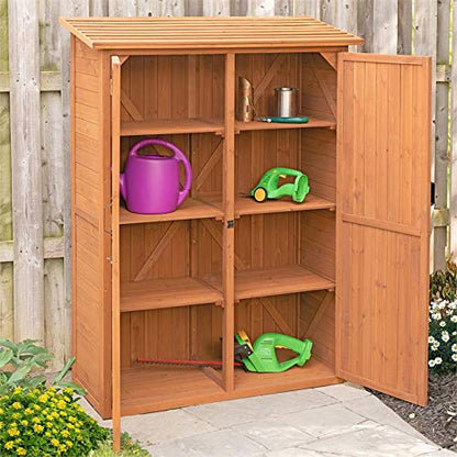 Leisure Season MCS5137 Armoire de rangement multi-compartiments – Marron – Abri intérieur et extérieur pour jardin, patio, abri de jardin, porche, garage – Organiseur d'outils et meubles avec étagères, armoires 