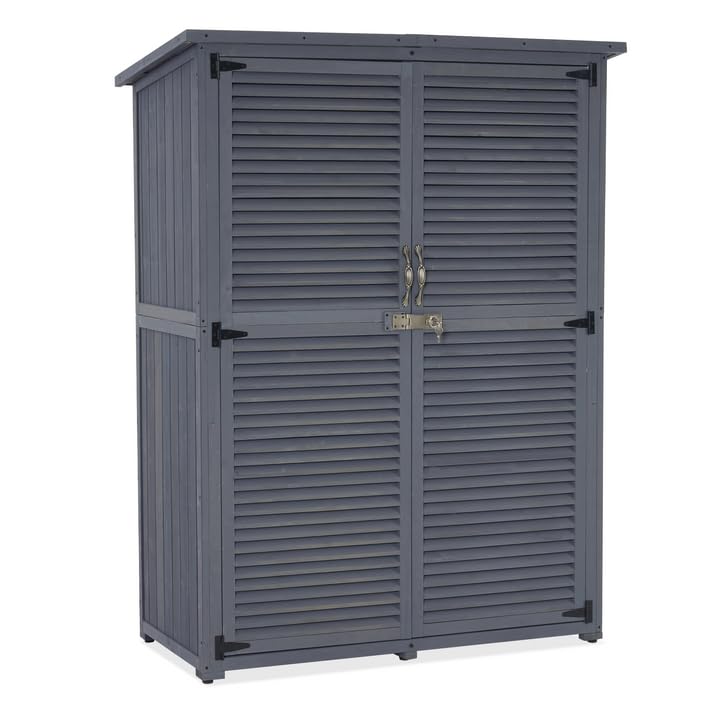 MCombo Armoire de Rangement Extérieure en Bois, Abri à Outils de Jardin avec Loquet, Armoire à Outils Extérieurs en Bois avec Portes Doubles pour Patio 1900 (Gris, Grand) Gris 