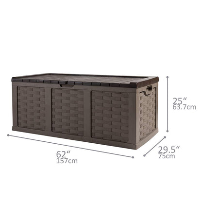 Starplast XXL Sit-On Rattan Style Storage Box: 167.5 Gallon Outdoor Plastic Bin, Weather & Water Resistant, 62.9 x 29.5 x 25 Inches, 2 Colors, 66-811 153 gallon Brown