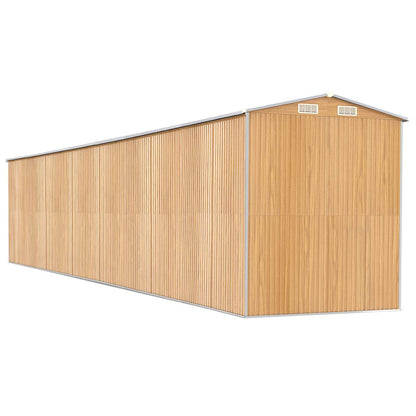 GOLINPEILO Abri de jardin extérieur en métal, grand hangar à outils utilitaire en acier, abri de jardin en acier avec doubles portes coulissantes, rangement utilitaire et outils, marron clair 75,6"x402"x87,8" 75,6"x402"x87,8" 