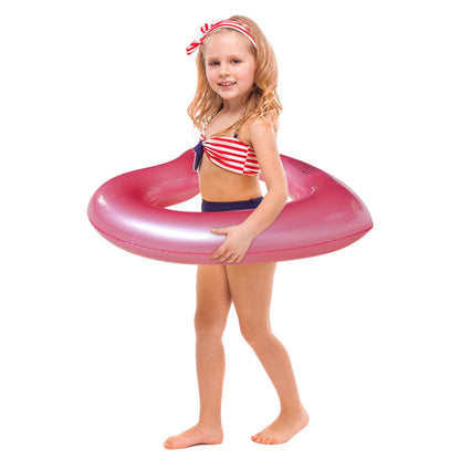 SUNSHINE-MALL Anneaux de Bain Gonflables, Tube de Chaises Longues Flotteur de Piscine en Forme de Coeur, Jouets de Fête de Plage pour Enfants, Adultes Petit Or Rose