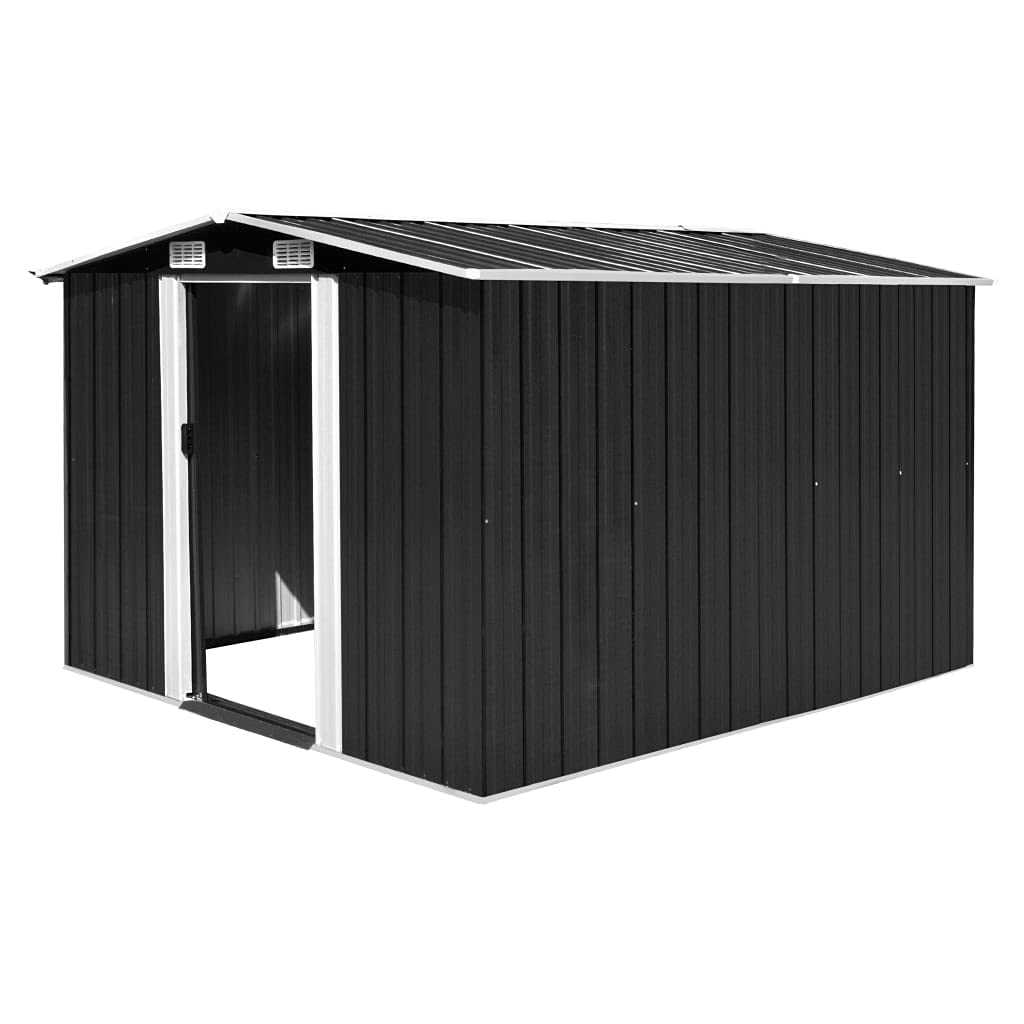 GOLINPEILO Metal Outdoor Garden Storage Shed, 101.2" x 117.3" x 70.1" Steel Utility Tool Shed Storage House, Steel Yard Shed with Double Sliding Doors, Utility and Tool Storage for Garden,Anthracite 101.2" x 117.3" x 70.1" Anthracite