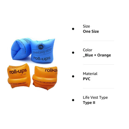 Topsung Floaties Brassards de natation gonflables Anneaux Flotteurs Tube Brassards pour enfants et adultes _Bleu + Orange