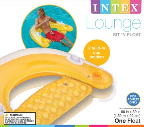 INTEX Sit 'n Float Classic Inflatable Raft Swimming Pool Lounge - (Set of 2)(Colors May Vary)