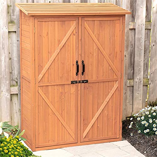 Leisure Season MCS5137 Armoire de rangement multi-compartiments – Marron – Abri intérieur et extérieur pour jardin, patio, abri de jardin, porche, garage – Organiseur d'outils et meubles avec étagères, armoires 