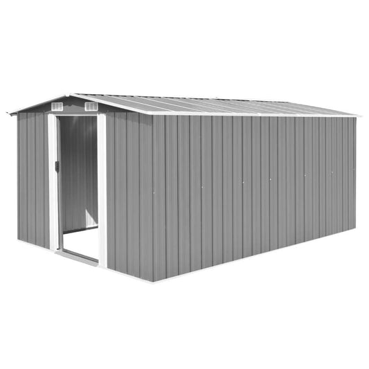 GOLINPEILO Metal Outdoor Garden Storage Shed, 101.2" x 154.3" x 71.3" Steel Utility Tool Shed Storage House, Steel Yard Shed with Double Sliding Doors, Utility and Tool Storage for Garden Patio,Gray 101.2" x 154.3" x 71.3" Gray