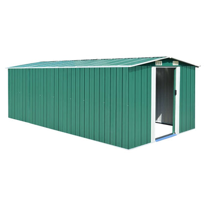 GOLINPEILO Large Outdoor Garden Shed with Sliding Doors and Vents Galvanized Steel Outdoor Tool Shed Pool Supplies Organizer Outside Shed for Backyard Yard Lawn Mower 101.2"x192.5"x71.3" Green 101.2"x192.5"x71.3"