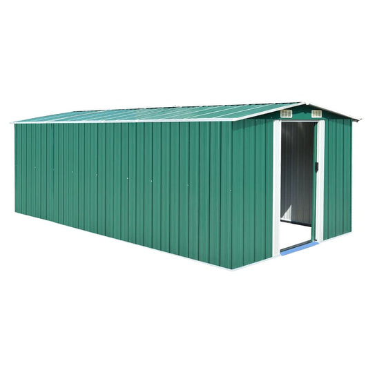 GOLINPEILO Large Outdoor Garden Shed with Sliding Doors and Vents Galvanized Steel Outdoor Tool Shed Pool Supplies Organizer Outside Shed for Backyard Yard Lawn Mower 101.2"x192.5"x71.3" Green 101.2"x192.5"x71.3"