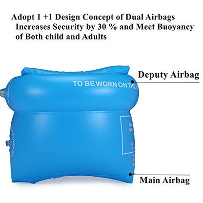 Wowelife Arm Floaties Brassards de natation gonflables Manches flottantes Anneaux de natation Brassards tubulaires pour enfants, tout-petits et adultes Bleu-large