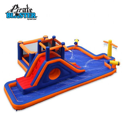 Blast Zone Pirate Blaster - Parc aquatique gonflable avec souffleur - Grand - Toboggan - Mur d'escalade - Bounce House - Tunnel