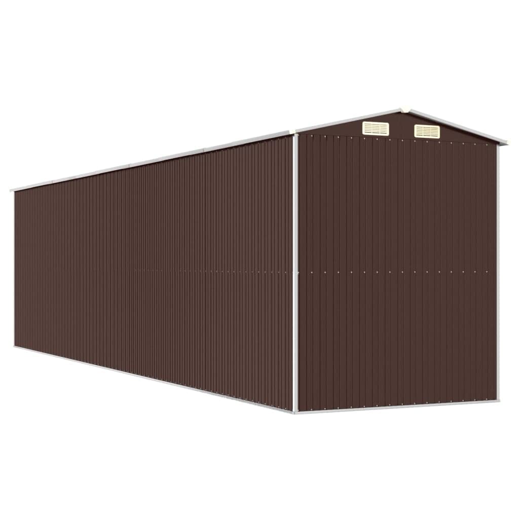 GOLINPEILO Abri de jardin extérieur en métal, grand hangar à outils utilitaire en acier, abri de jardin en acier avec doubles portes coulissantes, rangement utilitaire et outils, marron foncé 75,6"x303,9"x87,8" 75,6"x303,9"x87,8" 