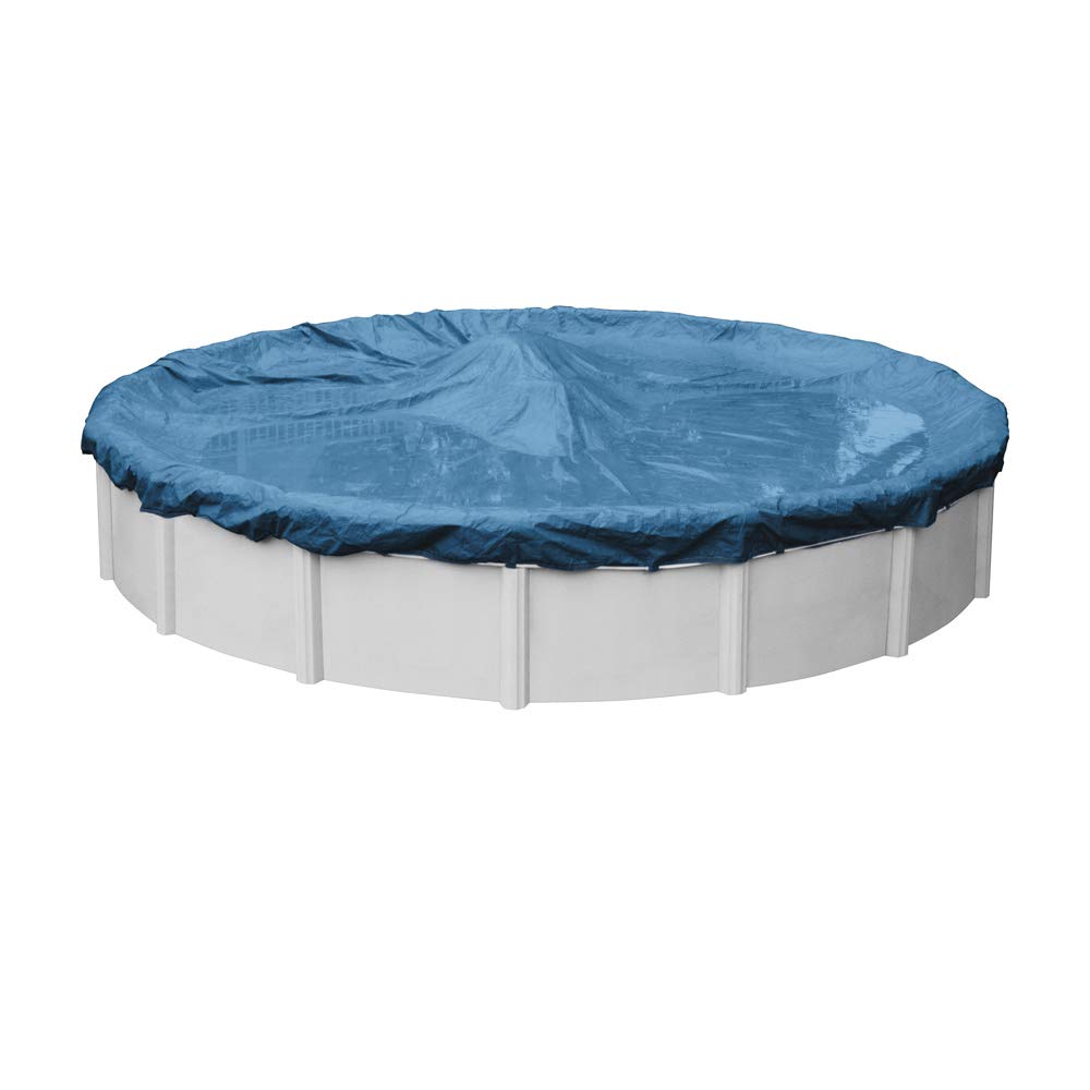 Pool Mate 3528-4PM Heavy-Duty Blue Winter Pool Cover for Round Above Ground Swimming Pools, 28-ft. Round