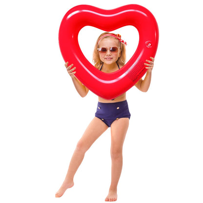 SUNSHINE-MALL Anneaux de Bain Gonflables, Tube de Chaises Longues Flotteur de Piscine en Forme de Coeur, Jouets de Fête de Plage pour Enfants, Adultes Petit Rouge