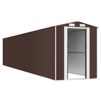 GOLINPEILO Abri de jardin extérieur en métal, grand hangar à outils utilitaire en acier, abri de jardin en acier avec doubles portes coulissantes, rangement utilitaire et outils, marron foncé 75,6"x402"x87,8" 75,6"x402"x87,8" 